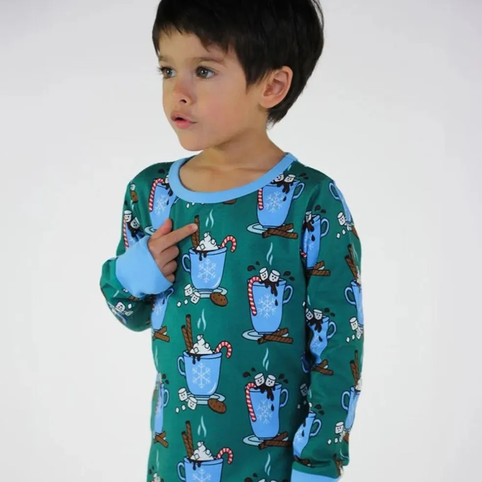 Nightwear set with hot chocolate Petroleum Green Varm Choklad Pyjama Petroleum Green