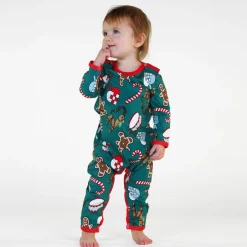 Onesie i Petroleum Green med juldekorationer