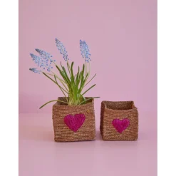 2-pack Broderade Korgar Natur