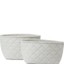 2-pack Randiga Quiltade Förvaringskorgar Blå
