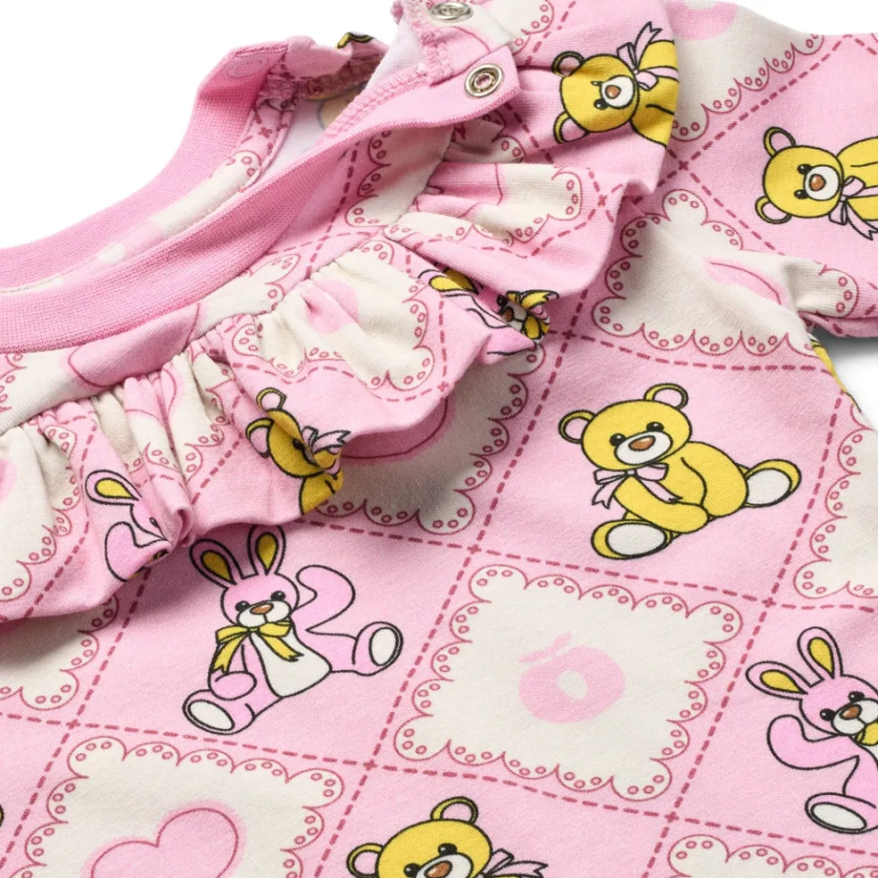 Paula Långärmad Baby Body Med Nallebjörnar Rosa Lace