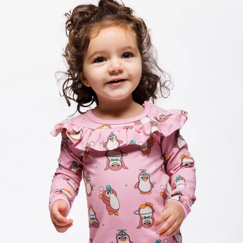 Paula Långärmad Babydräkt Med Cirkus Rosa Lace