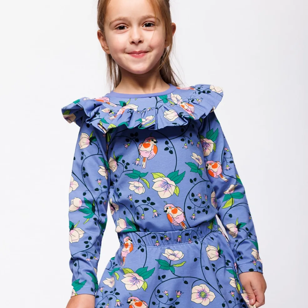 Pinova Långärmad Topp Med Fåglar Och Blommor Lila Purple Delight