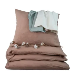 Påslakanset Spjälsäng Muslin Brown