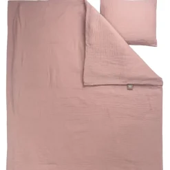 Påslakanset Spjälsäng Muslin Dusty Rose