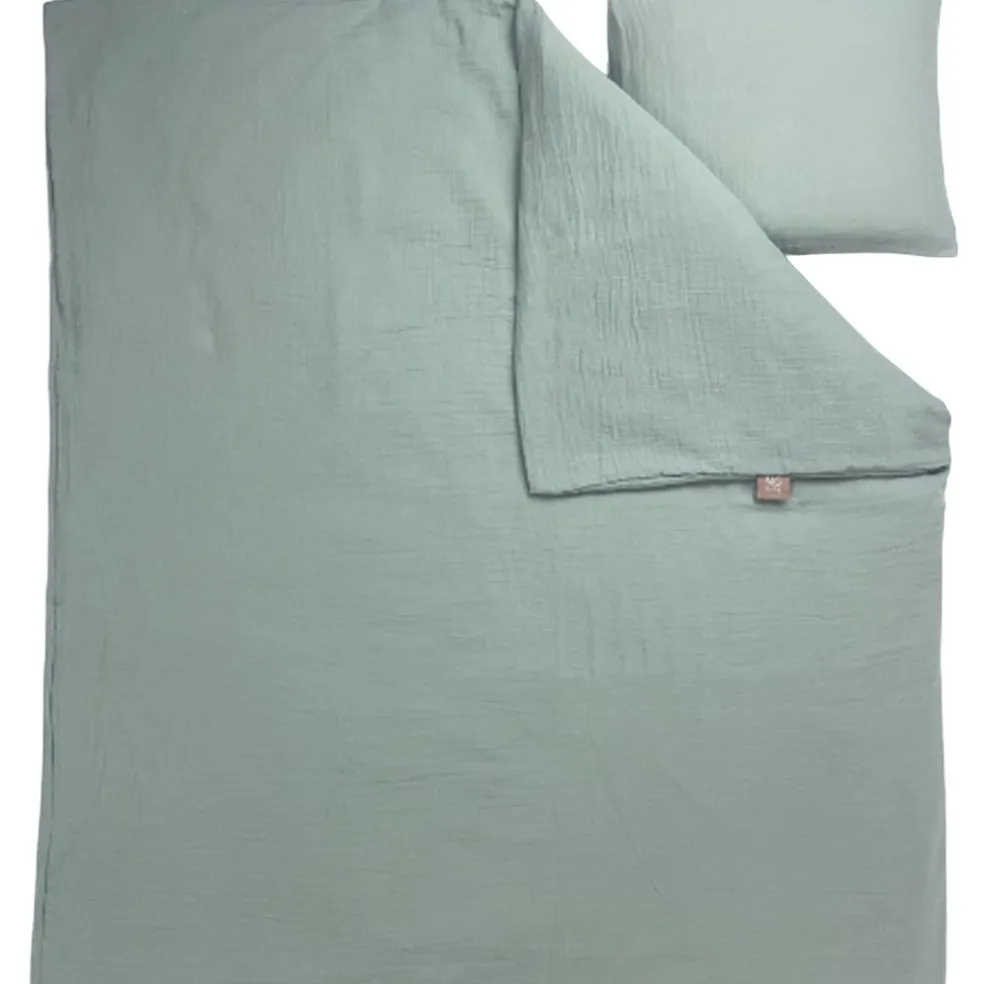 Påslakanset Spjälsäng Muslin Frosty Green