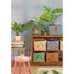 Raffiakorg Med Handtag Blue
