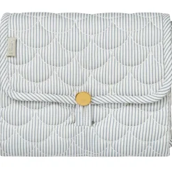 Randig Quiltad Skötmatta Classic Stripes Blue Praline