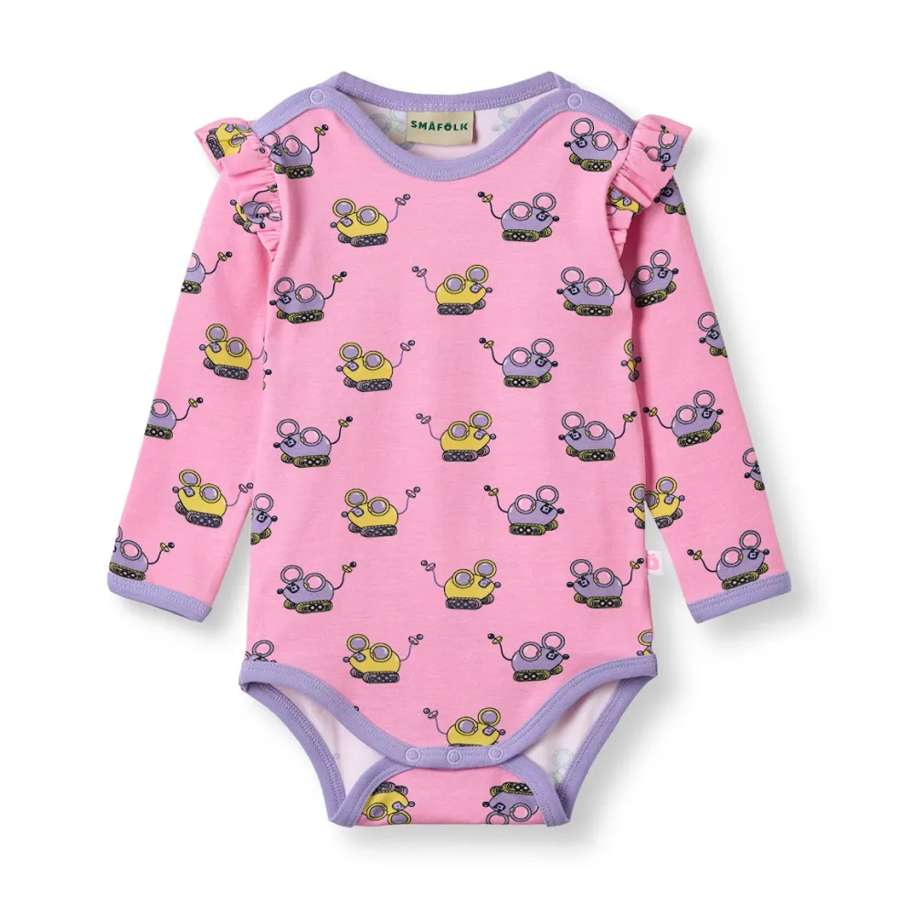 Regent With Robot Mice Långärmad Baby Body Pink Lilac