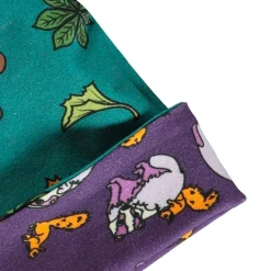 Reversible beanie with badger, fox and Fall leaves Loganberry