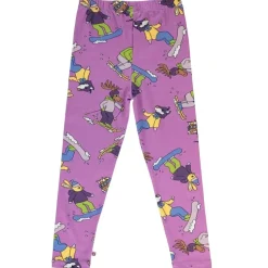 Skiing Children Leggings Dusty Lavender