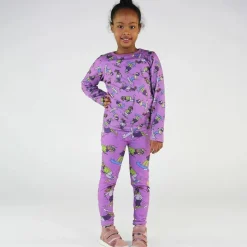 Skiing Children Leggings Dusty Lavender