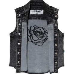 Stone Wash Cut Off Denim Täckväst Grå