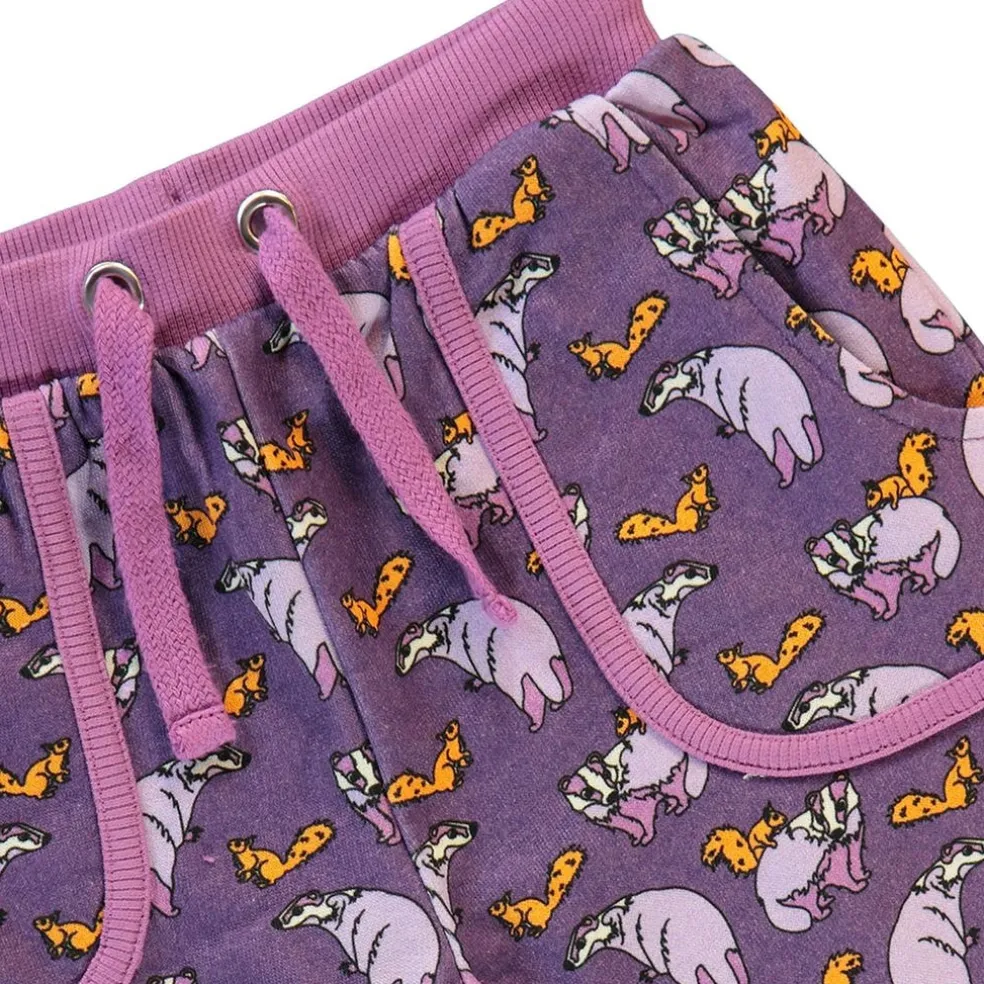 Sweatpants with badger and squirrel Loganberry