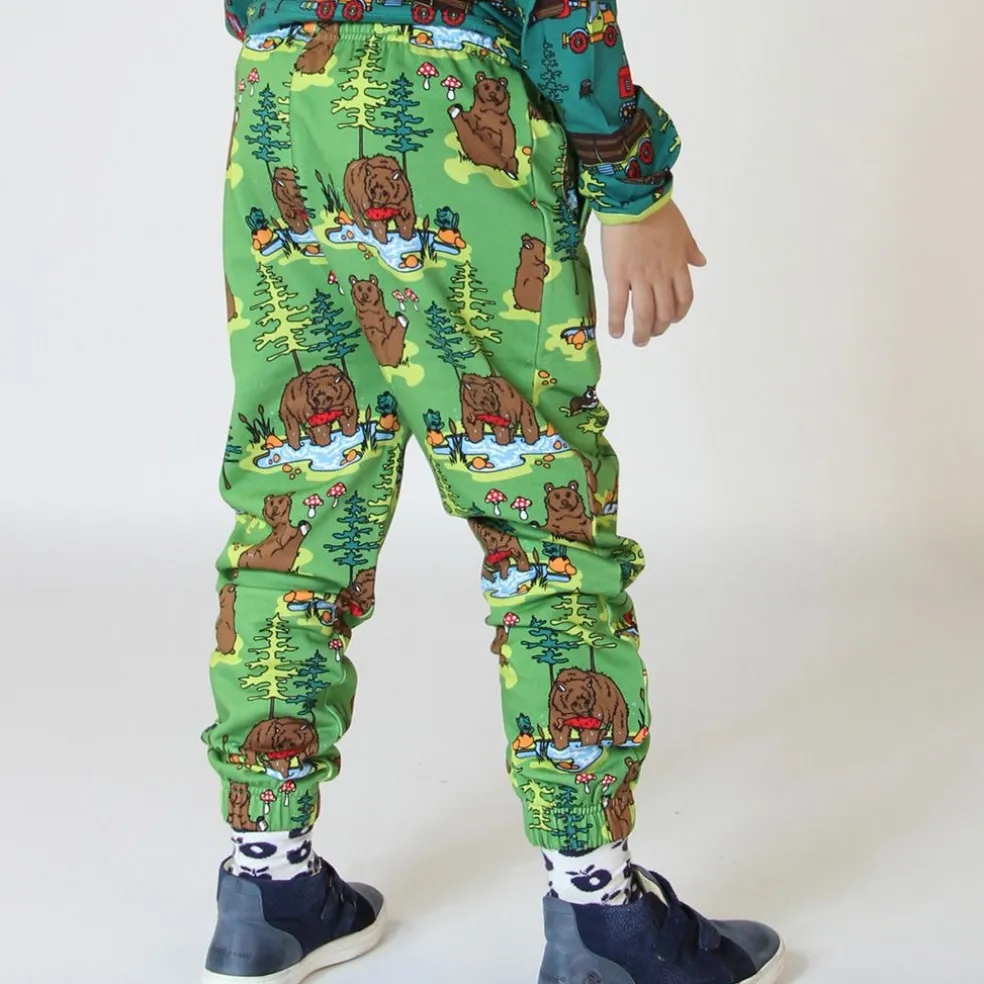 Sweatpants with bears Moss Green