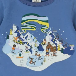 T-shirt i Federal Blue med vinterlandskapsdesign