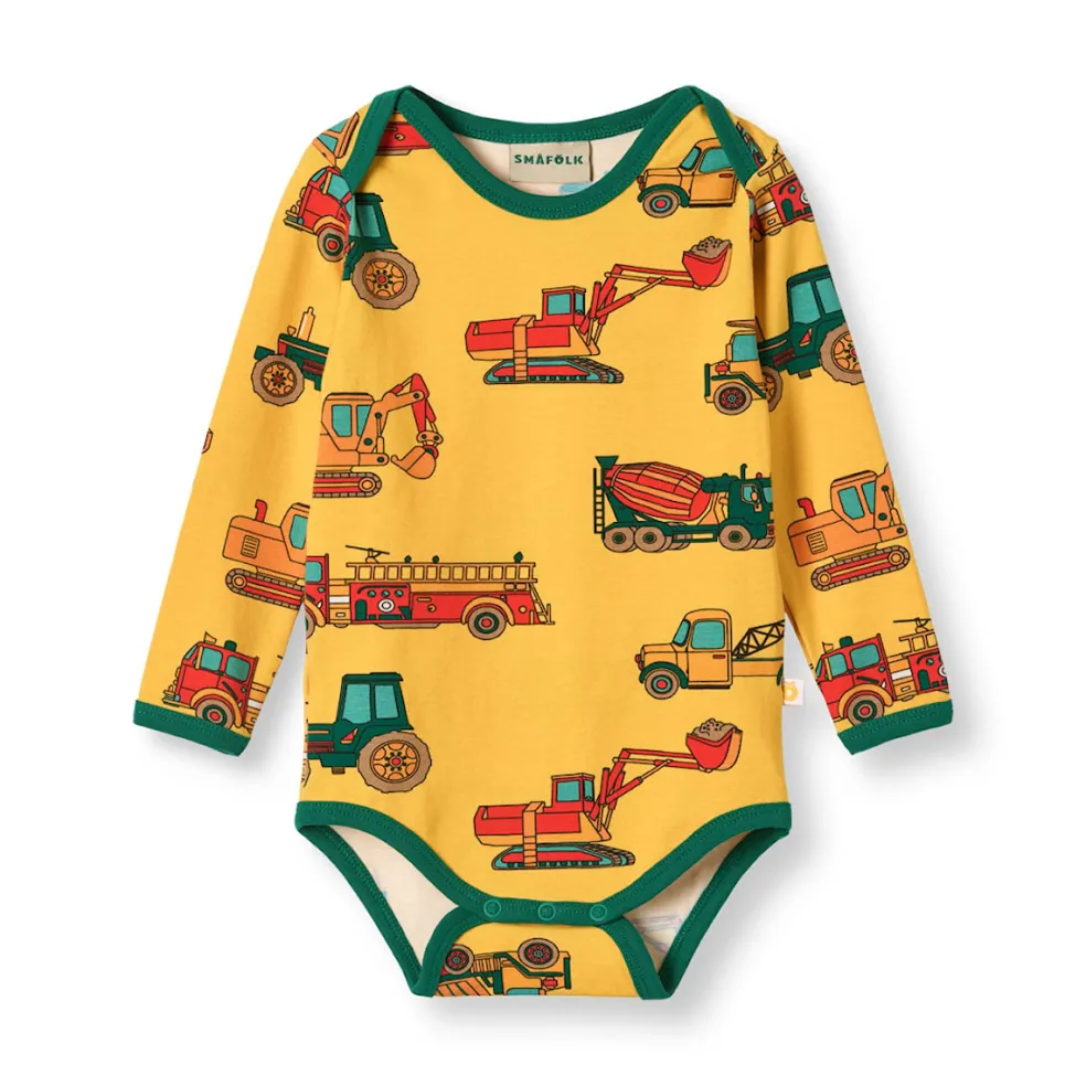 Ulm Långärmad Baby Body Med Fordon Gul Sunstruck