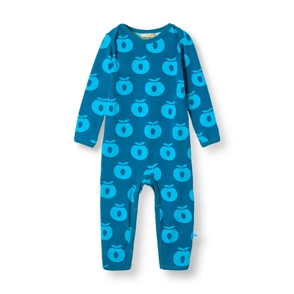 Ulm Långärmad Babydräkt Med Äpplen Blå Vivid Blue
