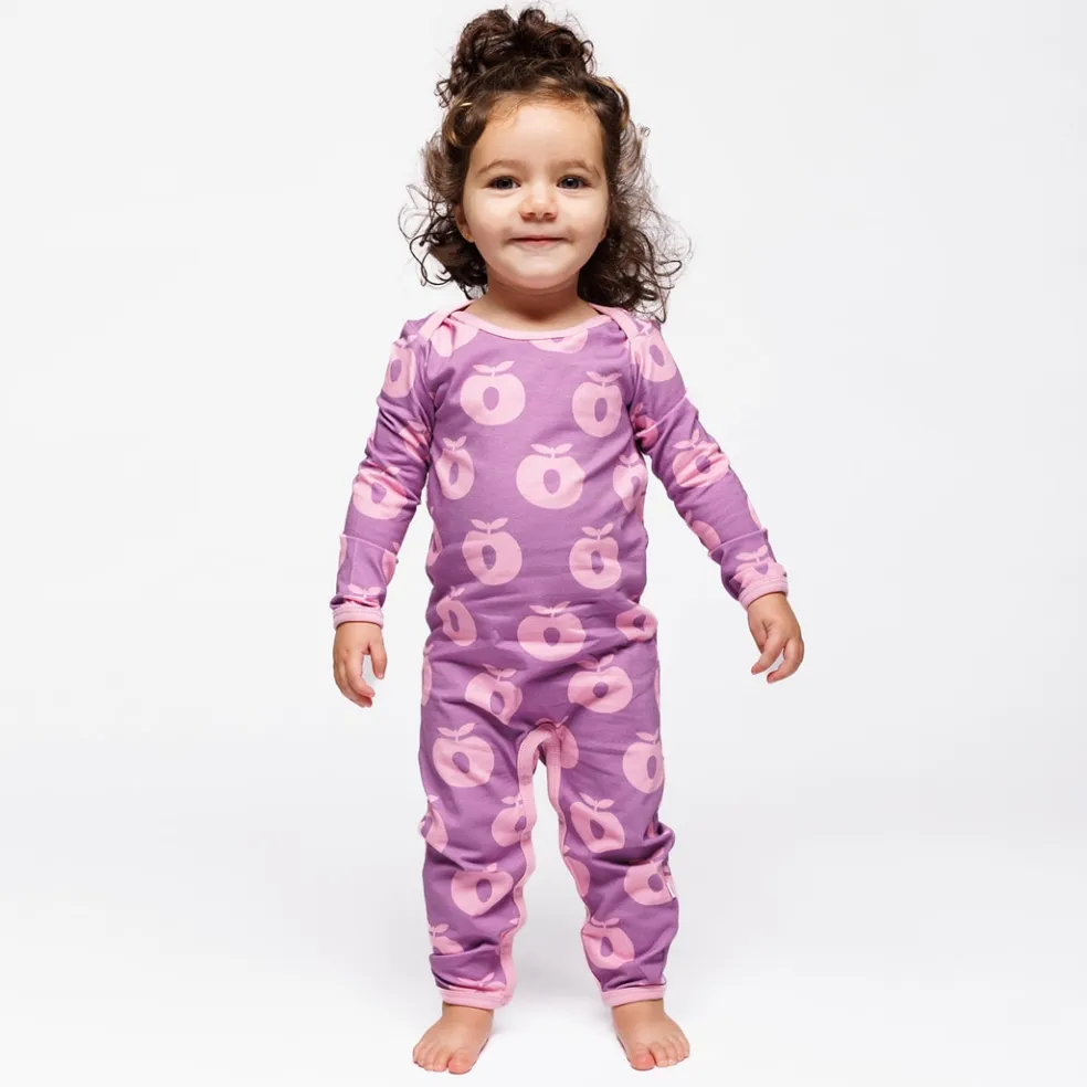 Ulm Långärmad Babydräkt Med Äpplen Lila Purple Iris