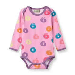 Ulm Long-Sleeved Baby Body with Apples Pink lilac
