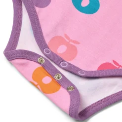 Ulm Long-Sleeved Baby Body with Apples Pink lilac