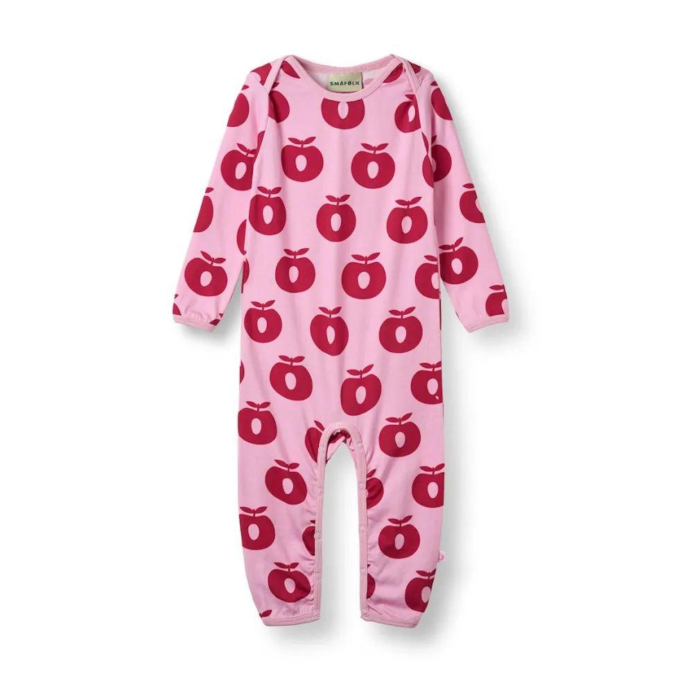Ulm Long-Sleeved Baby Suit with Apples Pink lilac