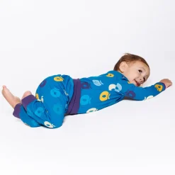 Ulm Pants For Baby with Apples Solid blue