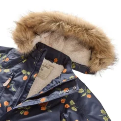Val Thorens Mönstrad Parkas Med Hjortron Marinblå