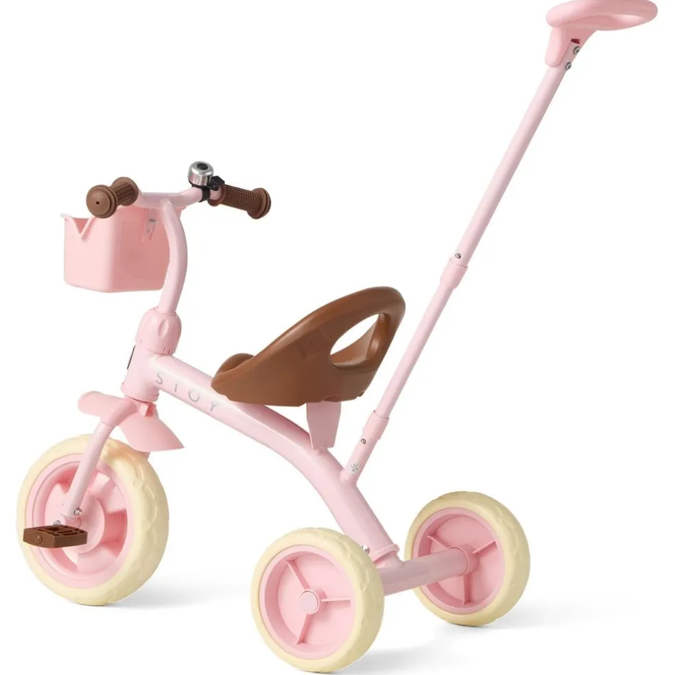 Vintage Trehjuling Med Föräldrahandtag Candy Pink