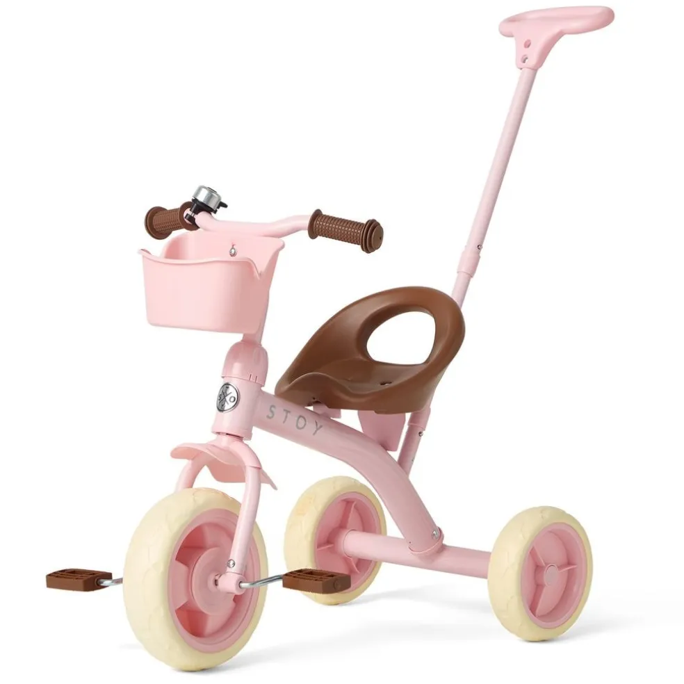 Vintage Trehjuling Med Föräldrahandtag Candy Pink