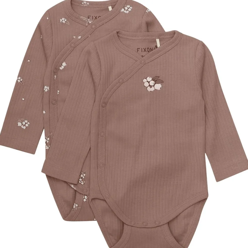 Wrap Body LS 2-Pack Rib Deep Taupe Wrap Body Baby Body Deep Taupe Kollektion