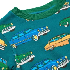 Yapeen Sweatshirt Med Bilar Beige Petroleum Green